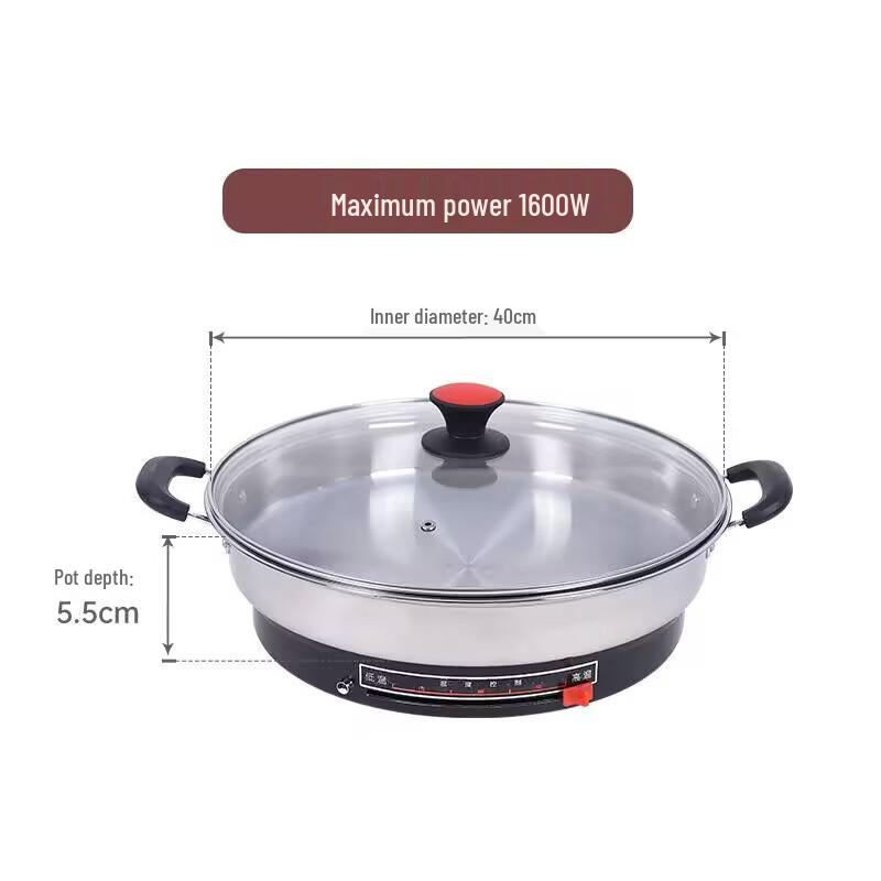 Stainless Steel Non-stick Electric Pancake and Frying Pan - Deepened and Enlarged Multi-functional Flat Bottom Grill Pan.