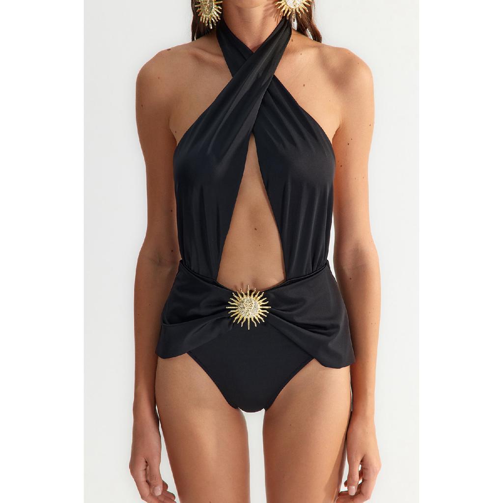 X Zeynep Tosun Black Sun Accessory Detailed Swimsuit Tclss23ma00001