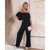 Off Shoulder Jumpsuit Spring and Summer Women's Clothing Off Shoulder Fashion Shoulder-Baring Jumpsuit Casual Loose Pants