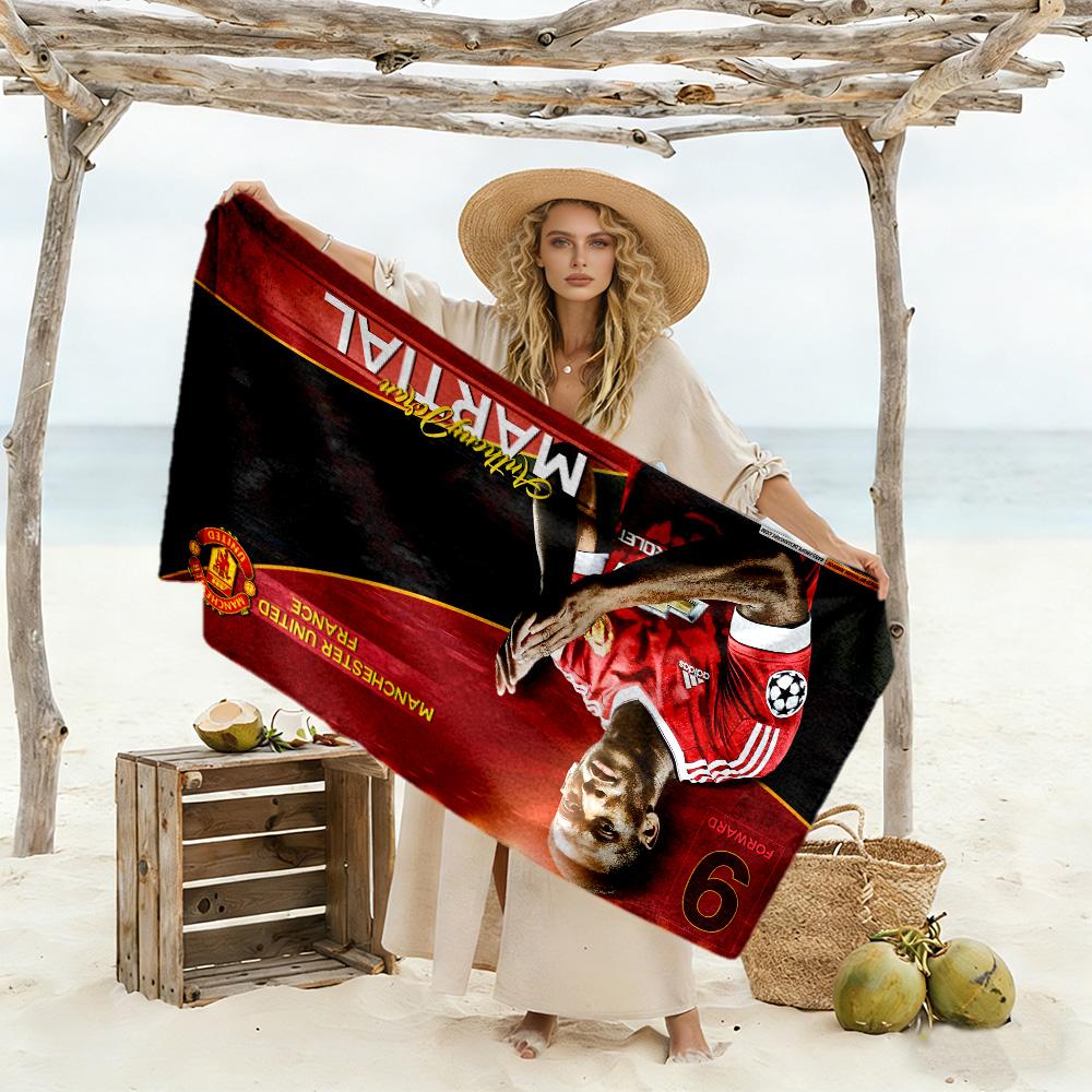 Dynamic Soccer Moment Beach Towel Super Soft & Absorbent Comfortable Lightweight Suitable for Sports, Travel, Swimming, Yoga, Bathroom, Beach, And Poo