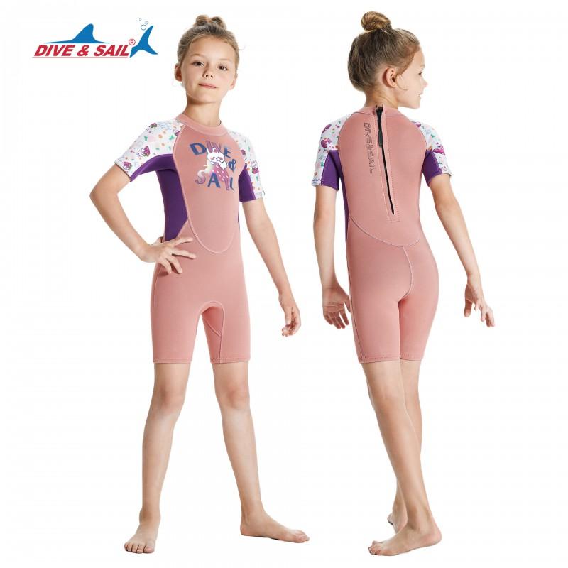 2.5mm Kids Wetsuit Short Sleeve Full Body Warm Neoprene Suit Snorkeling Swimming Beach Surfing