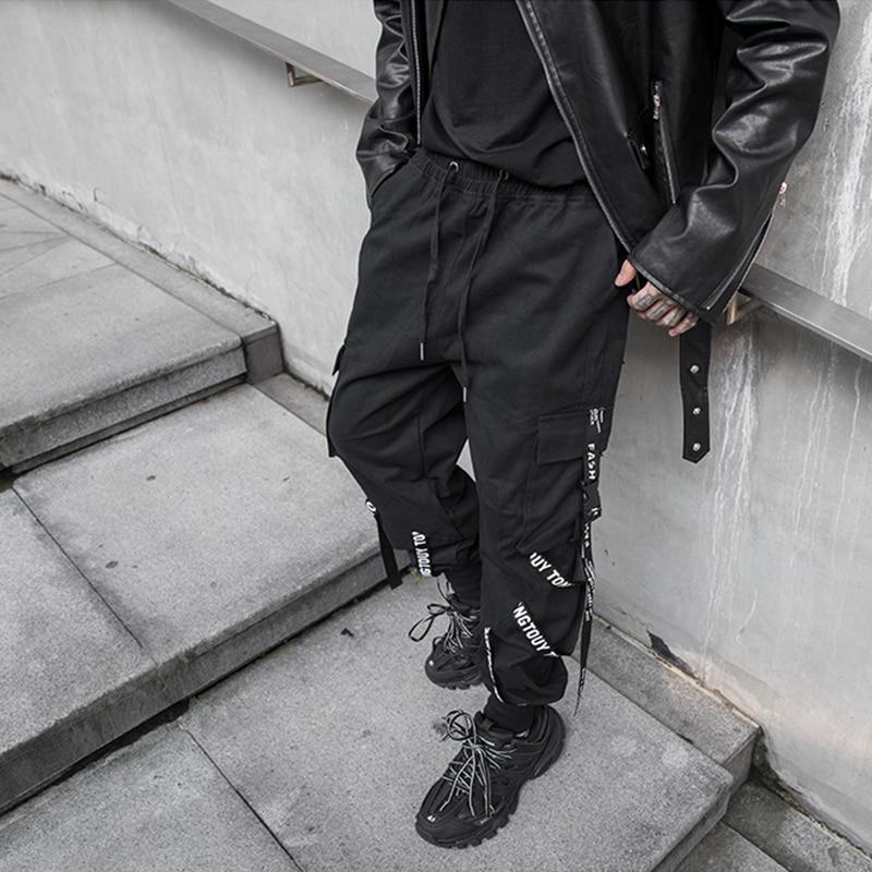 Schwarze Cargohose für Herren, Jogger, Cargohose für Herren, Joggen, japanische Streetwear, Hip Hop, Hippie, Techwear, Gothic-Band