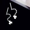 New Versatile Silver Four-Leaf Clover Earring: Korean Style Women's Medium Long Simple Leaf Chain Accessories