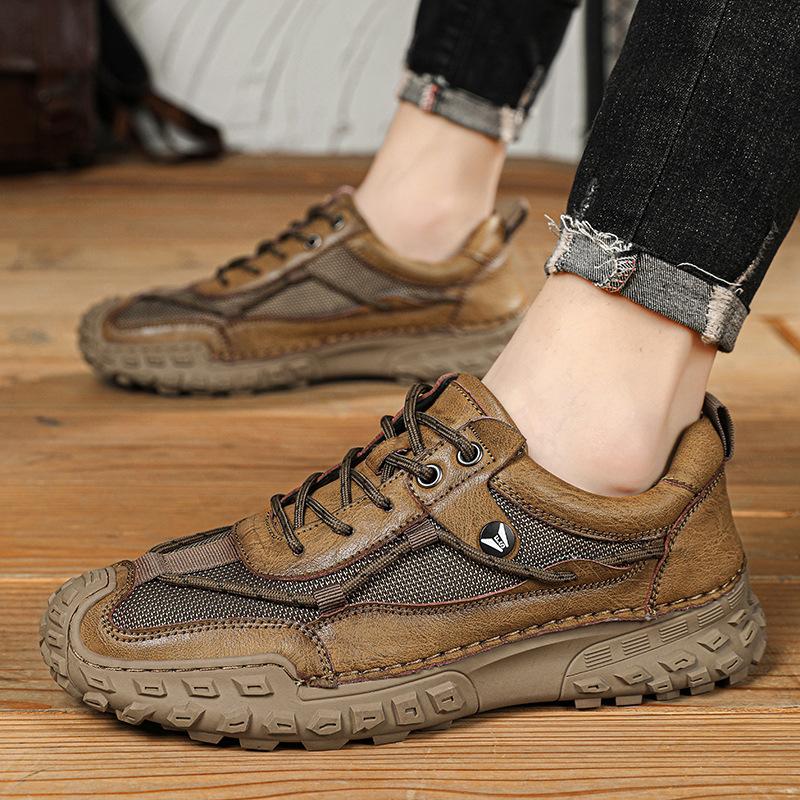 Neue Herrenmode-Freizeitschuhe, handgenäht, Übergröße, Herrenschuhe, Herbst, rutschfest und abriebfest, Outdoor-Wanderschuhe, Sportschuhe