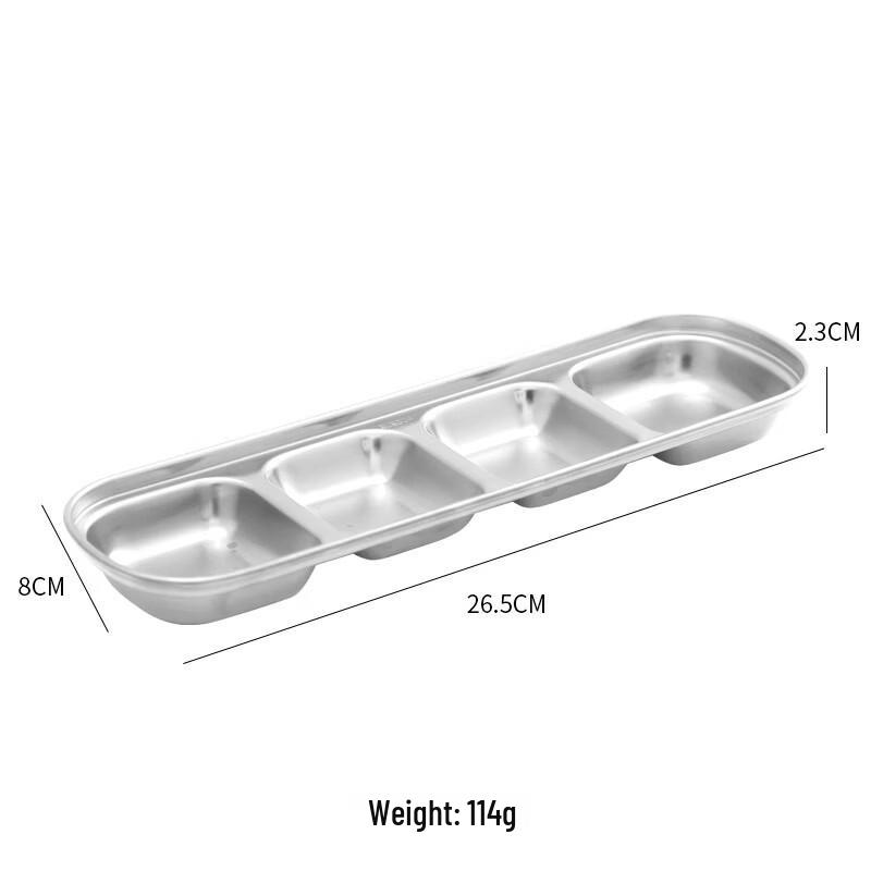 ZISIZ 304 Stainless Steel 4-Compartment Dipping Dish