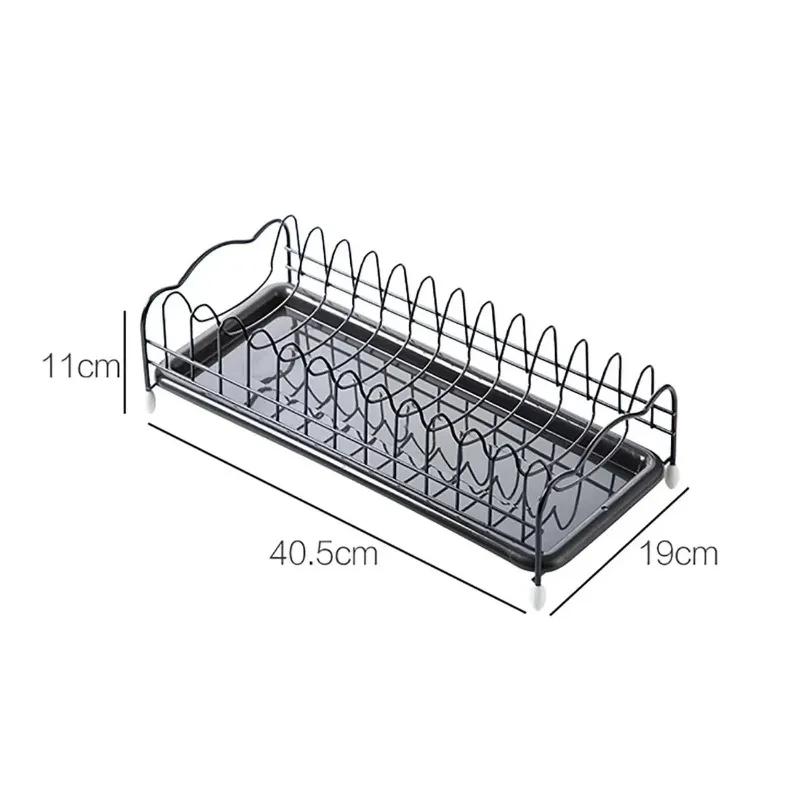 Iron Kitchen Dish Drying Rack Holder with Tray Tableware Storage Shelf Plate Dish Rack Drainer Cabinet Kitchen Organizer