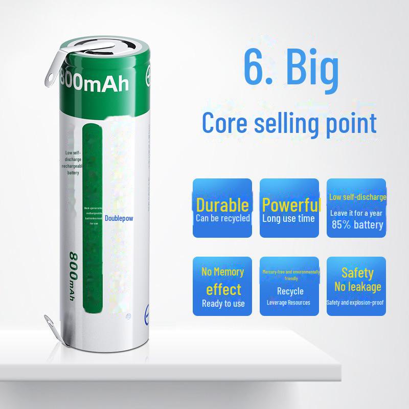Bateria de lítio recarregável de cabeça chata dupla 14500 3,7 V com pés de solda, bateria para aparelho de barbear de 800 mAh