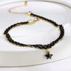 Ladies Womens Black Choker Necklace with Black Chain and Pentagram Star Charm Pendant Collar Necklace