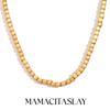 MamacitaSlay New In Minimalism Gold Plated Cuboid Beaded Necklace Waterproof Stainless Steel Jewelry On The Neck For Women