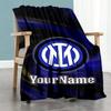 Inter Milan Personalized Name Blanket Throw Customizable Blanket Soft & Cozy Throw For Sofa Picnics Couch Bed for All Occasions