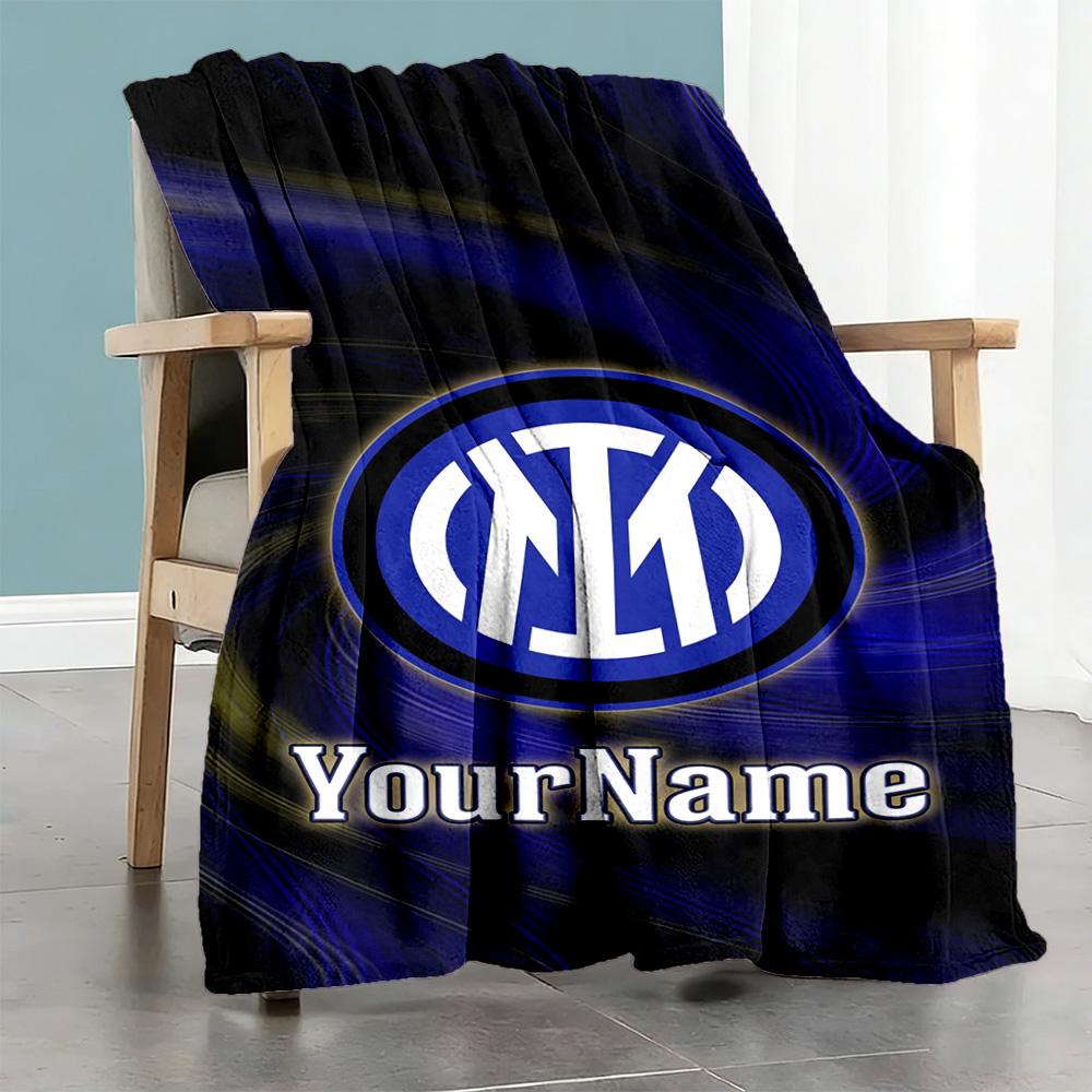 Inter Milan Personalized Name Blanket Throw Customizable Blanket Soft & Cozy Throw For Sofa Picnics Couch Bed for All Occasions