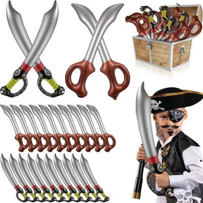 4PCS Funny Inflatable Pirate Swords Halloween Birthday Toy Sword Inflated Simulation Knife for Swimming Pool Cosplay Stage Prop