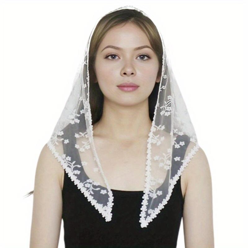 

Fashionable Black Rose Mesh Headscarf for Women Comfortable Elegant Neck Scarf белый