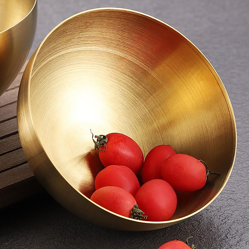 קערות סלט פירות מפלדת אל-חלד מוזהבת קערת מרק אורז אטריות ראמן כלי אוכל למטבח כלי הגשה קערות ערבוב