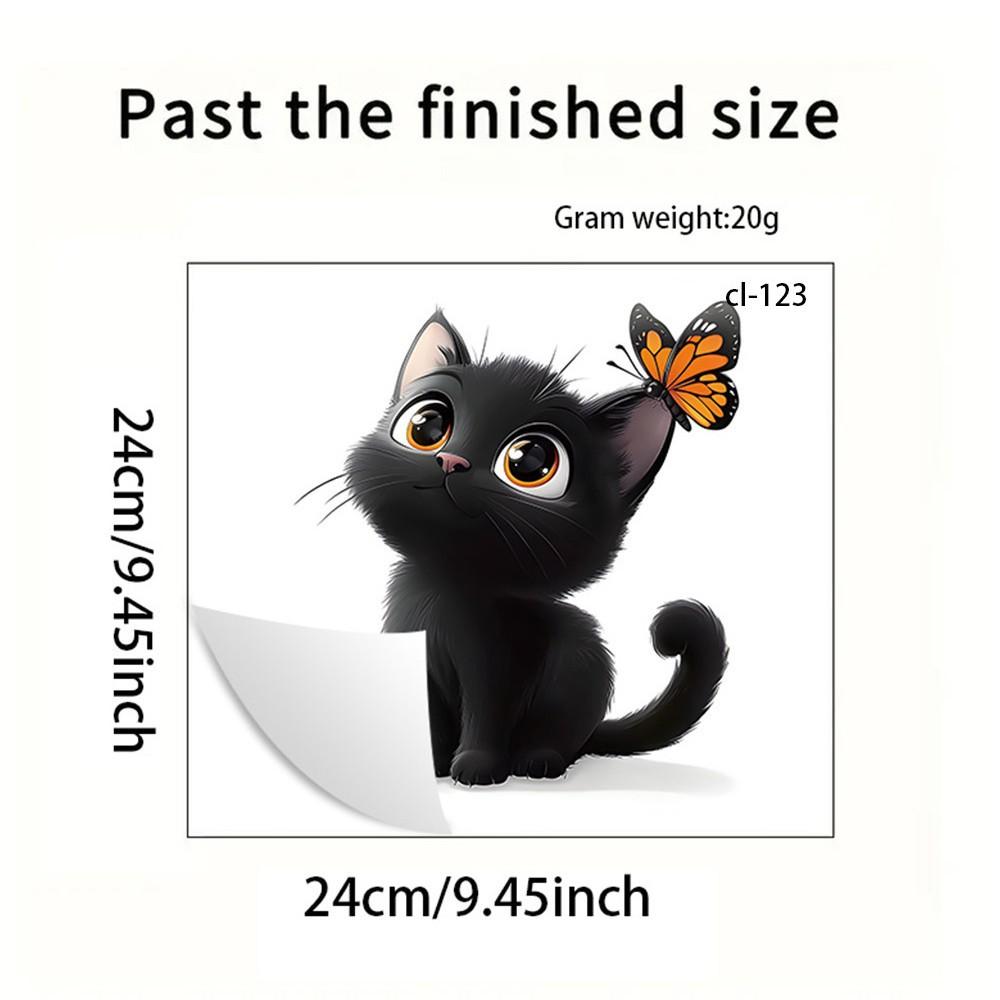 3D Cute Black Cat Butterfly Kawaii Toilet Wall Sticker Self-Adhesive Waterproof Removable Bathroom Home Decor Art