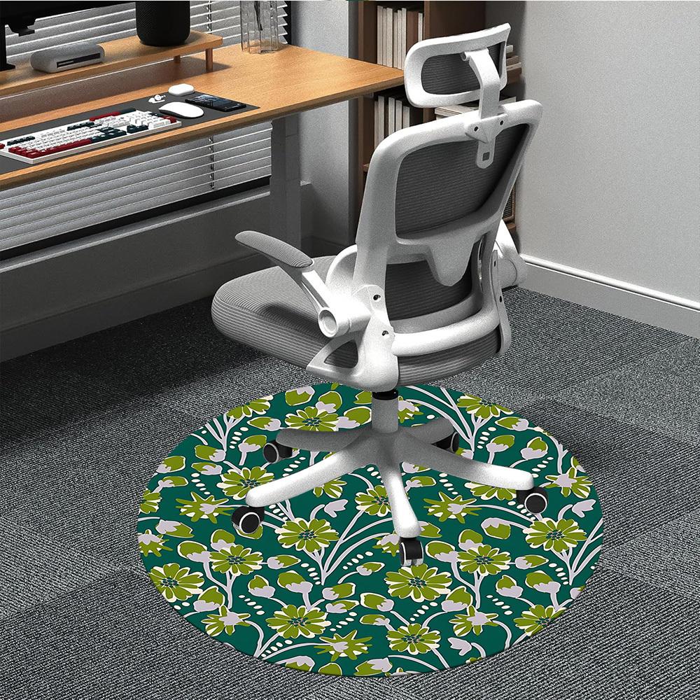 

1pc Floral Pattern Office Round Area Rug, Under Office Chairs Bedroom Living Room Home Decor, Room Deco 80cm