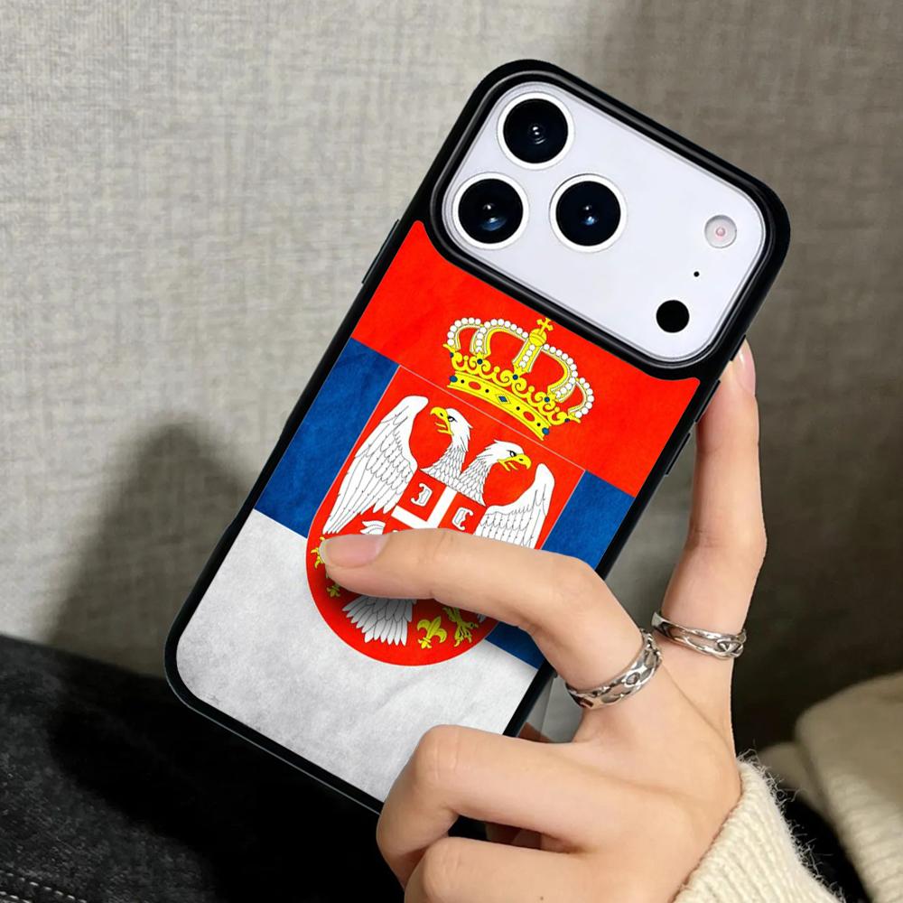 Capa Case for iPhone 17 Air 16 Pro Max 15 Plus 11 13 Mini 14 12 Back Phone Cover Flag of Serbia Serbian