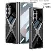 Electroplated Leather Phone Case for Samsung Galaxy Z Fold 6 5 4 3 Fold6 Fold5 Fold4 Fold3 5G Hard Shell Protective Film Cover