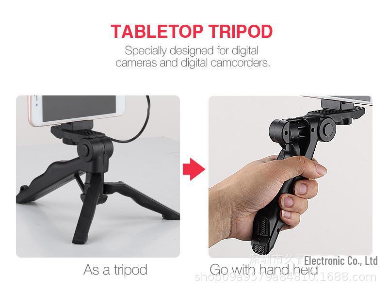 AY49 Mini Pocket Fill Light & Selfie Stand with LED Flash and Microphone Set