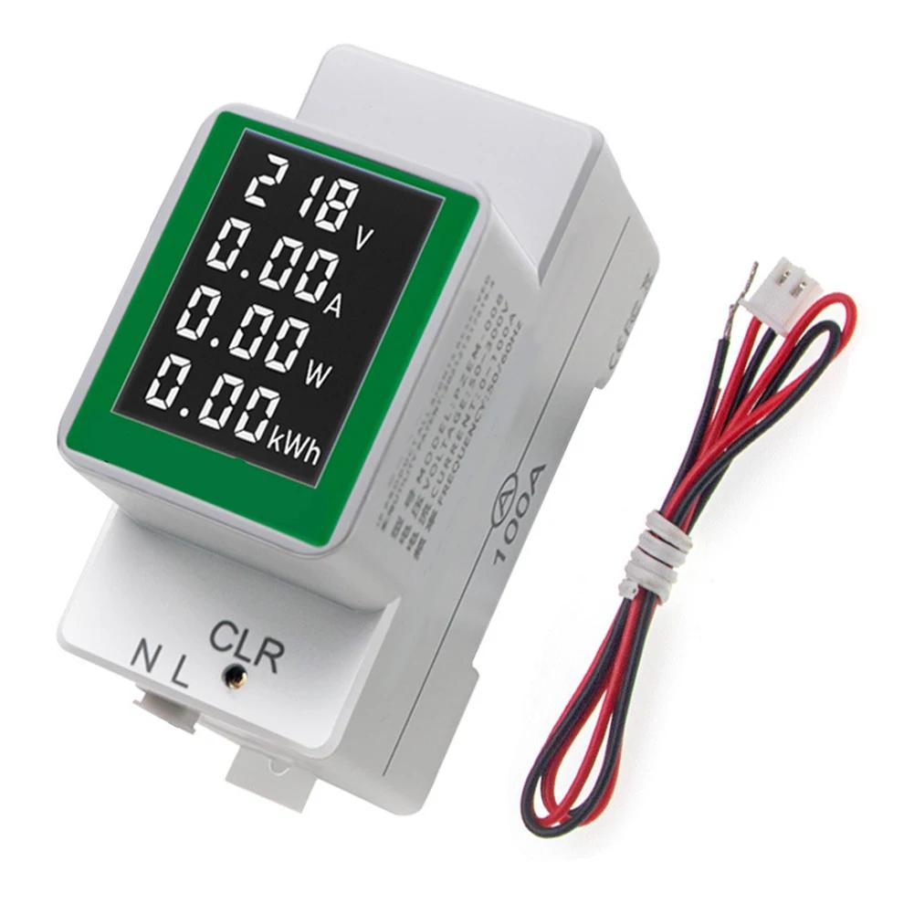 For PZEM-008 Din Rail Electricity Digital Power Energy Meter Watt Kwh Wattmeter Monitor Ammeter Voltmeter AC 50-300V 100A