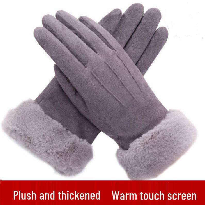 

Женские зимние перчатки с сенсорным экраном – Толстый бархат, Теплые, Корейский стиль для езды на велосипеде и защиты от холода One Size