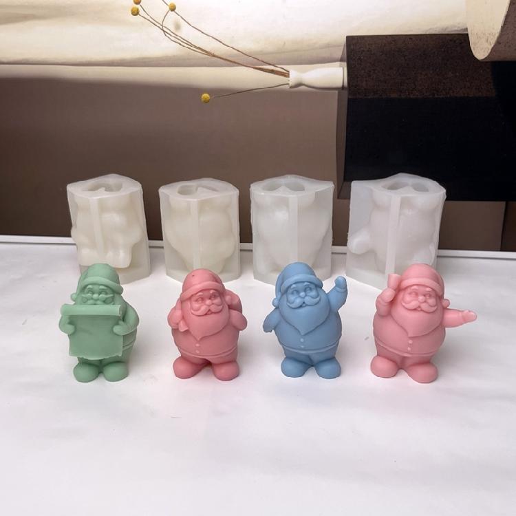 Christmas Santa Silicone Candle Mould Reusable Sturdy Crafting Tool for Holiday Decorations and Baking Supplies