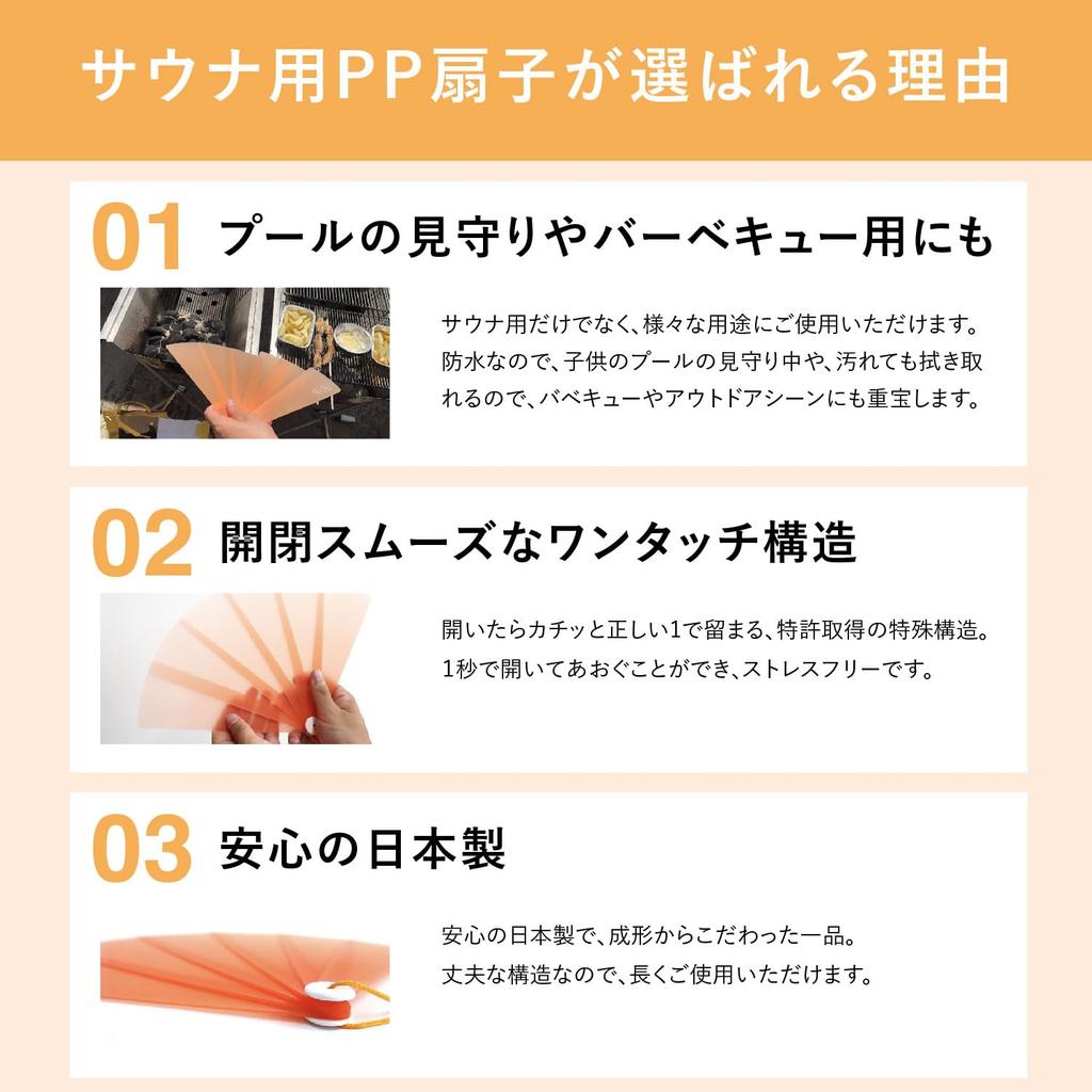 SOU by RAKUSE Sauna Fan Stylish Fan Up To Perfect for Barbecues Self-Loyly (Sauna-Compatible/Plastic), See-Through (Heat-Resistant