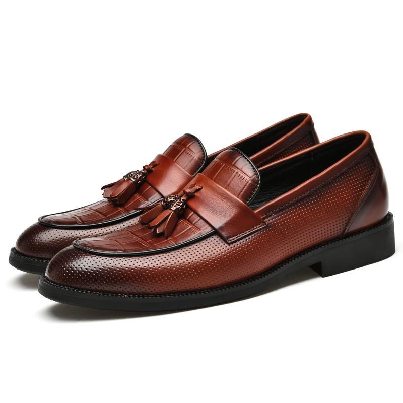 Big Size 36-45 Oxfords Leather Men Shoes Fashion Casual Pointed Toe Formal Business Wedding Dress Shoes Mens Slip On Shoes Retro