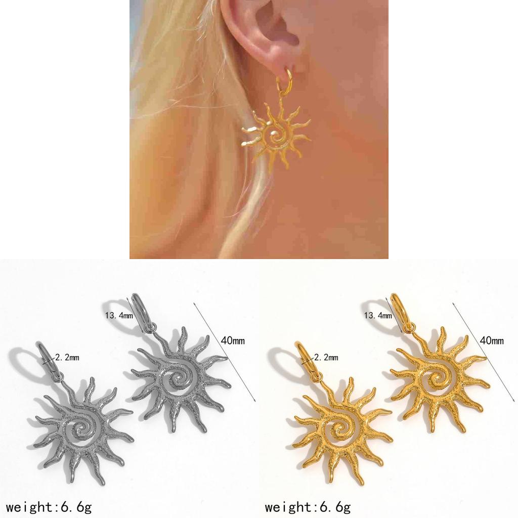 Orecchini Girasole Acciaio Inossidabile Minimalista Geometrico Gioielli Per Donna