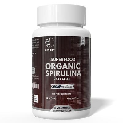 Spirulina 1000mg Veg Kapsulės | 100% Gryni Dumblių Milteliai | 60 Kapsulių