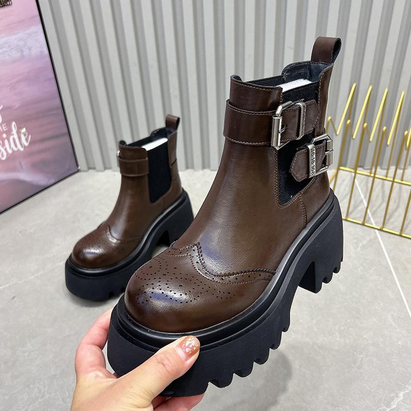 Platform Women Ankle Flats Fashion Winter Sport Designer New Chelsea Boots Casual Leather Mujer De Botas