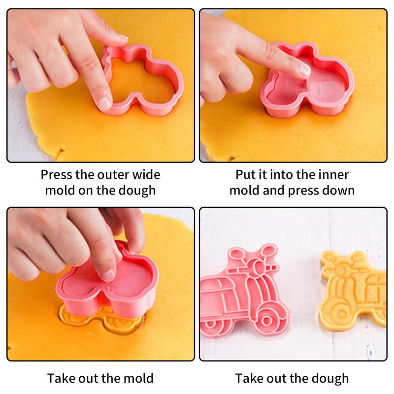 Travel Theme Cookie Cutter 8X Cartoon Cookie Embossing Dies Cake Decorating Tools Pastry Stamp For Homemade Snacks