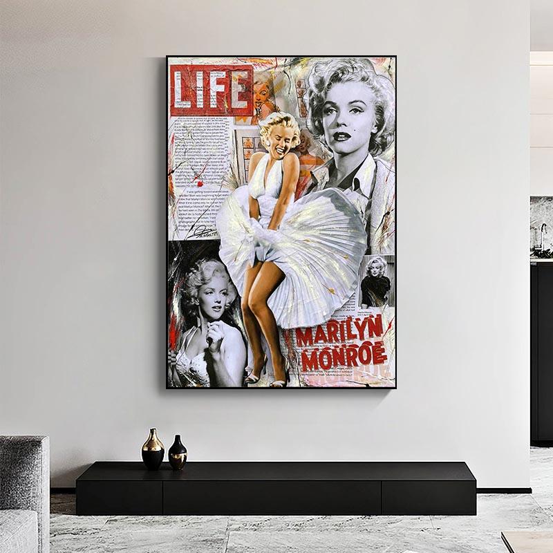 Marilyn Monroe's Oil Painting In Newspapers Fashion Sexy Women Posters Oil Painting Posters Home Decoration Wall Art Printing