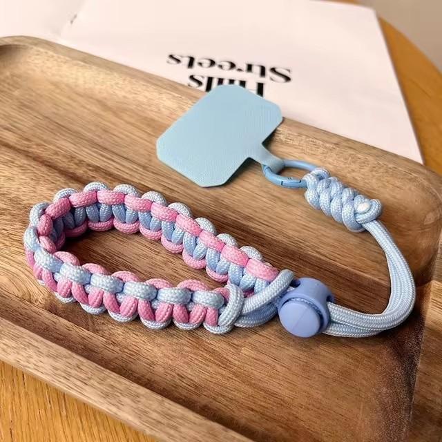 Laccetto da polso regolabile per cellulare intrecciato a mano, cordino universale, corda di sicurezza anti-caduta conveniente per sport all'aperto