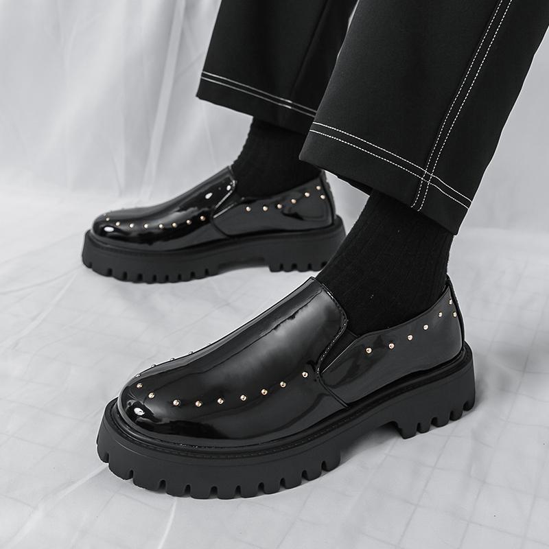 Fashion Slip On Thick Soled Men's Leather Shoes Fashion and Minimalist Styles Party and Leisure Nightclubs Daily Hairstylist Shoes
