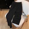 Damen Strass Kordelzug Weitbein Fleece Freizeithose