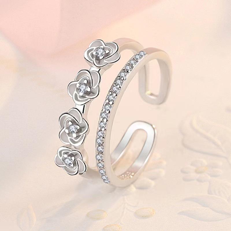 925 Silver Ring Heart AAA Zircon Open Adjustable Engagement For Women Wedding Fashion Jewelry Party Gifts