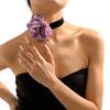 Romantic Big Rose Flower Choker Necklaces Wide Soft Black Velvet-Party Necklaces for Women Fashion Statement Jewelry