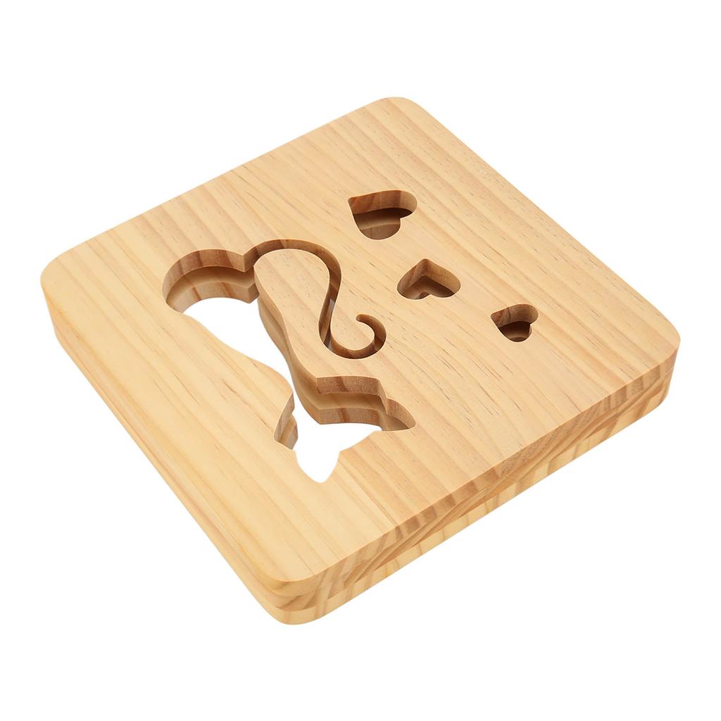 مصباح ليلي بنمط قلب قطة مجوف أمامي خلفي خشبي ثلاثي الأبعاد LED بجانب السرير لغرفة النوم المطعم