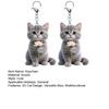 2Pcs Keychain 2D Cat Design Acrylic Charm Key Chain Backpacks Handbags Cars Decorative Pendant Accessories