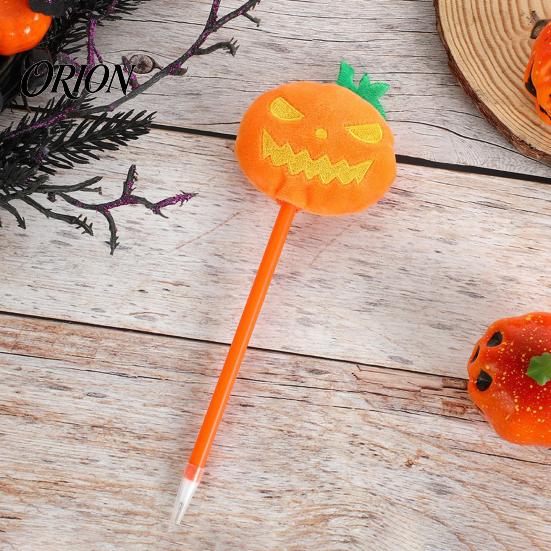 Signing Pen Halloween Pumpkin Gel Ink Pen, 0.7mm Rollerball with Plush Pumpkin, Student Ballpoint Novelty Black for Party Favors, Gift Supplies Marker