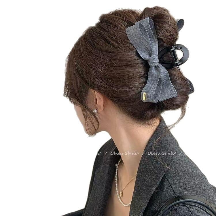 Advanced Denim Bow Gray Hair Clip - Fashion Essential 2025
