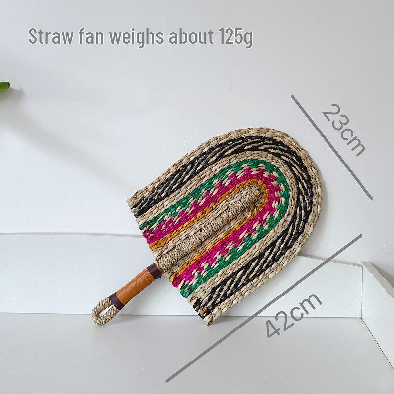 Vietnamese Seaweed Straw Fan: African-Style Wall Decor & Handheld Palm Leaf Fan
