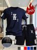 Herren Sommer Netz Poker Karten Druck T-Shirt & Shorts Set