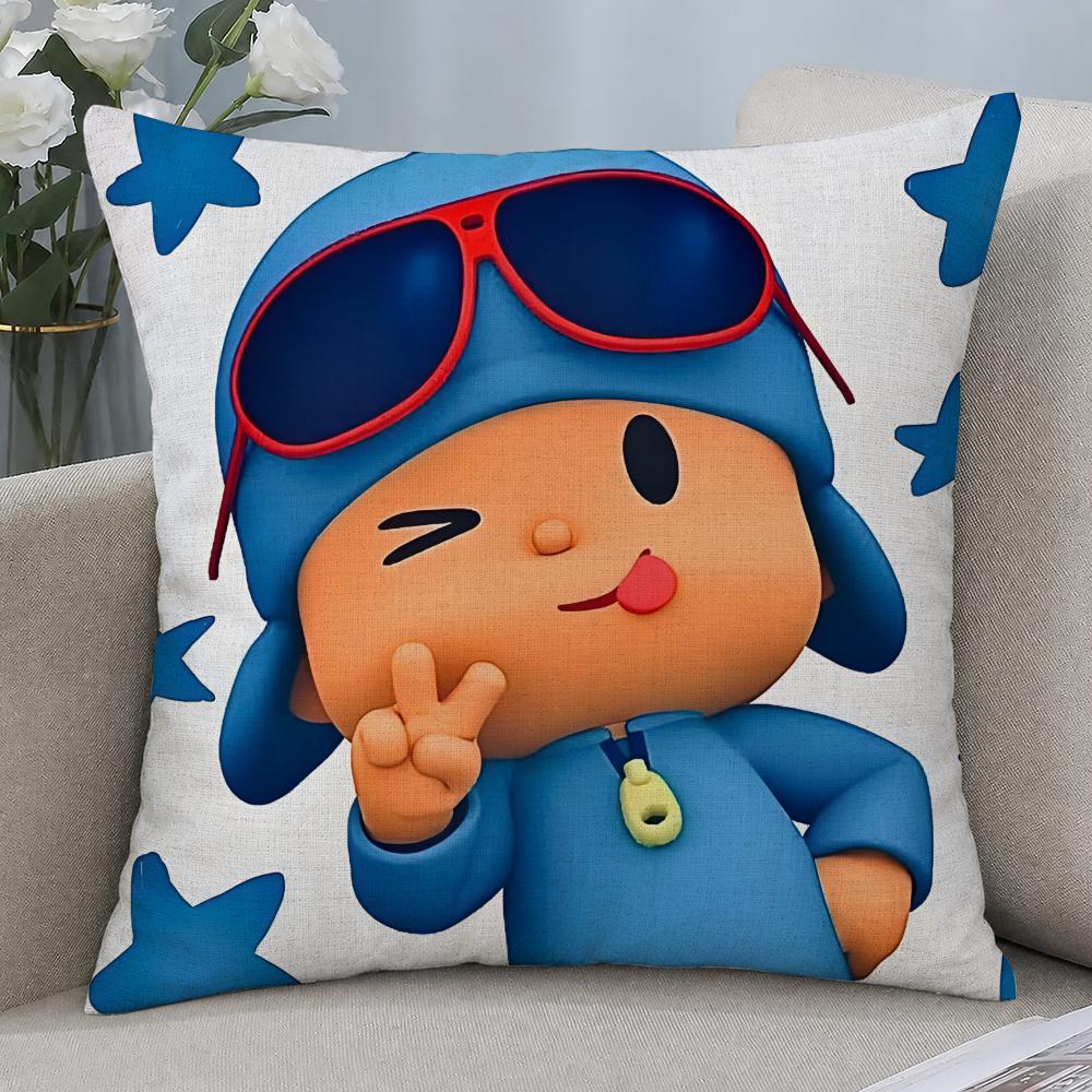 Cartoon Pocoyo Cushion Cover Cushion Covers Natural Linen Breathable Sofa Bedroom Decor Pillowcase