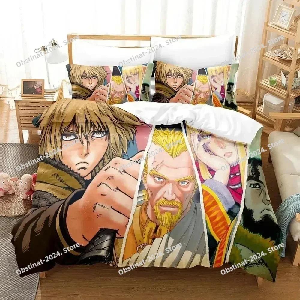 3D Anime Vinland Saga Bettwäsche-Set Gedruckte einzelne Decke Bettbezug Kissenbezug 3-teilige Sets Kinder Erwachsenengröße