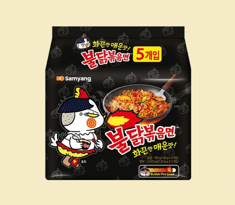 Buldak Bokkeummyeon Korean Fire Spicy Noodles 140g x 5 Packs