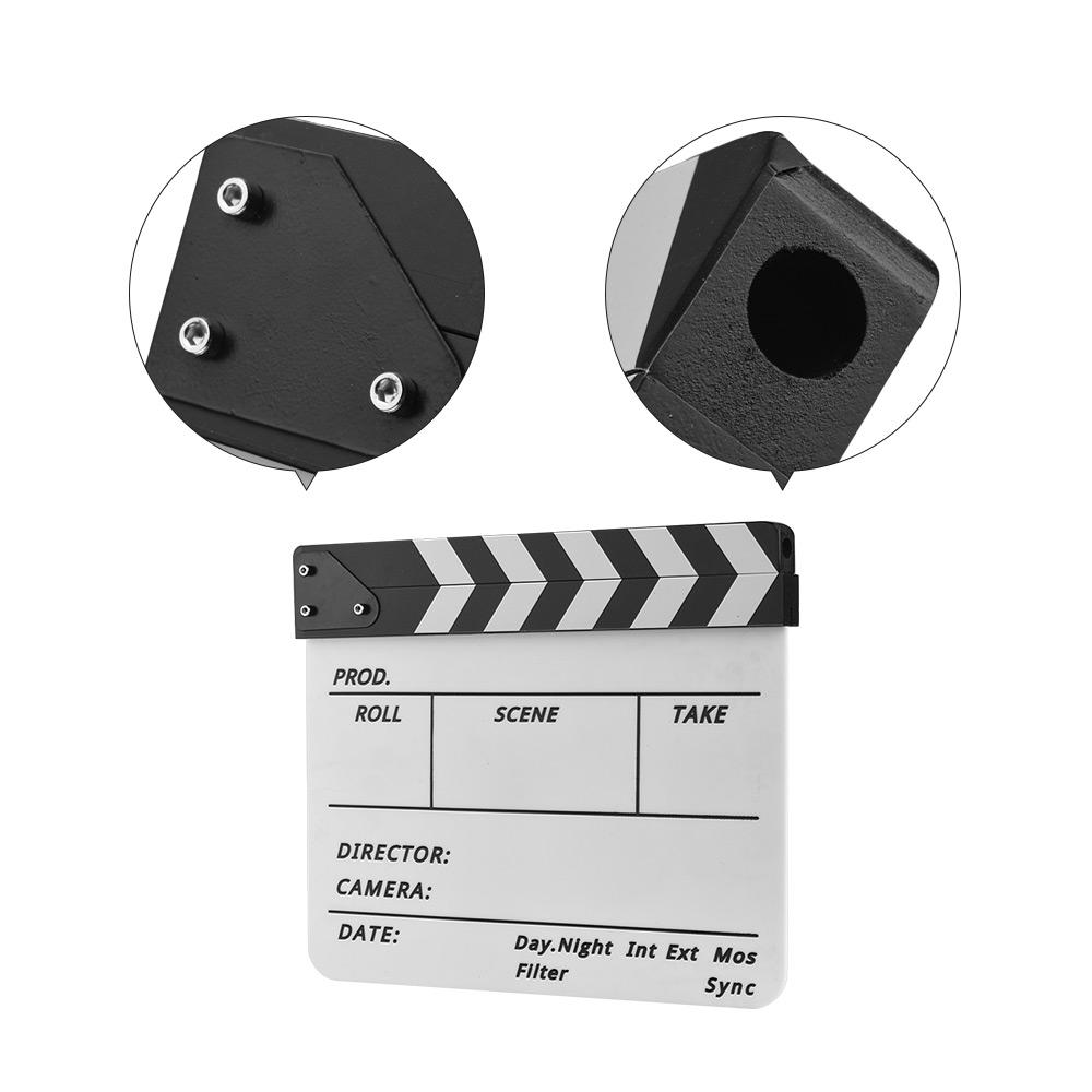 Professional Acrylic Clapboard Dry Erase TV Film Movie Director Cut Action Scene Clapper Board Slate With Marker Pen Eraser
