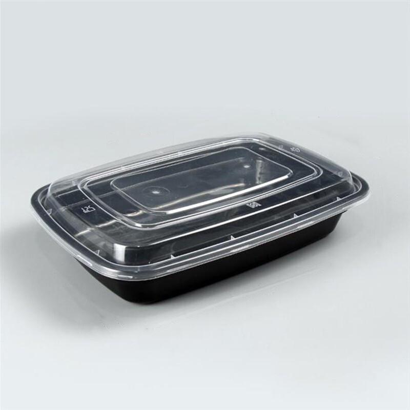 Black Rectangular Disposable Food Containers with Lids