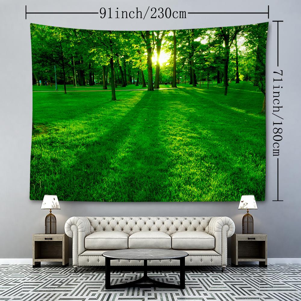 1pc Sunlit Meadow and Trees Tapestry Wall Hanging, 90g Polyester Brushed Fabric, Animal Theme, Woven Portrait Orientation, No Electricity Needed, Natu